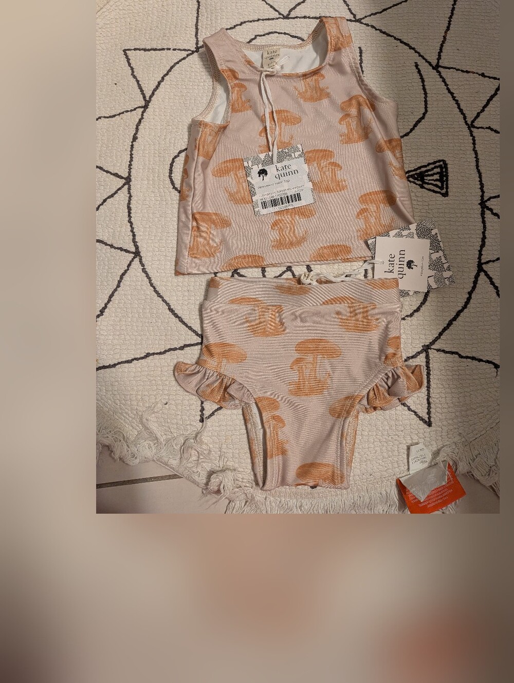 kate quinn Cream and Peach Mushroom Two-Piece Tankini